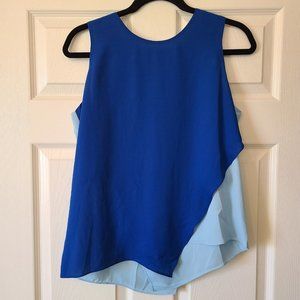 Vince Camuto Sleeveless Colorblock Tunic Blouse Womens Small Blue